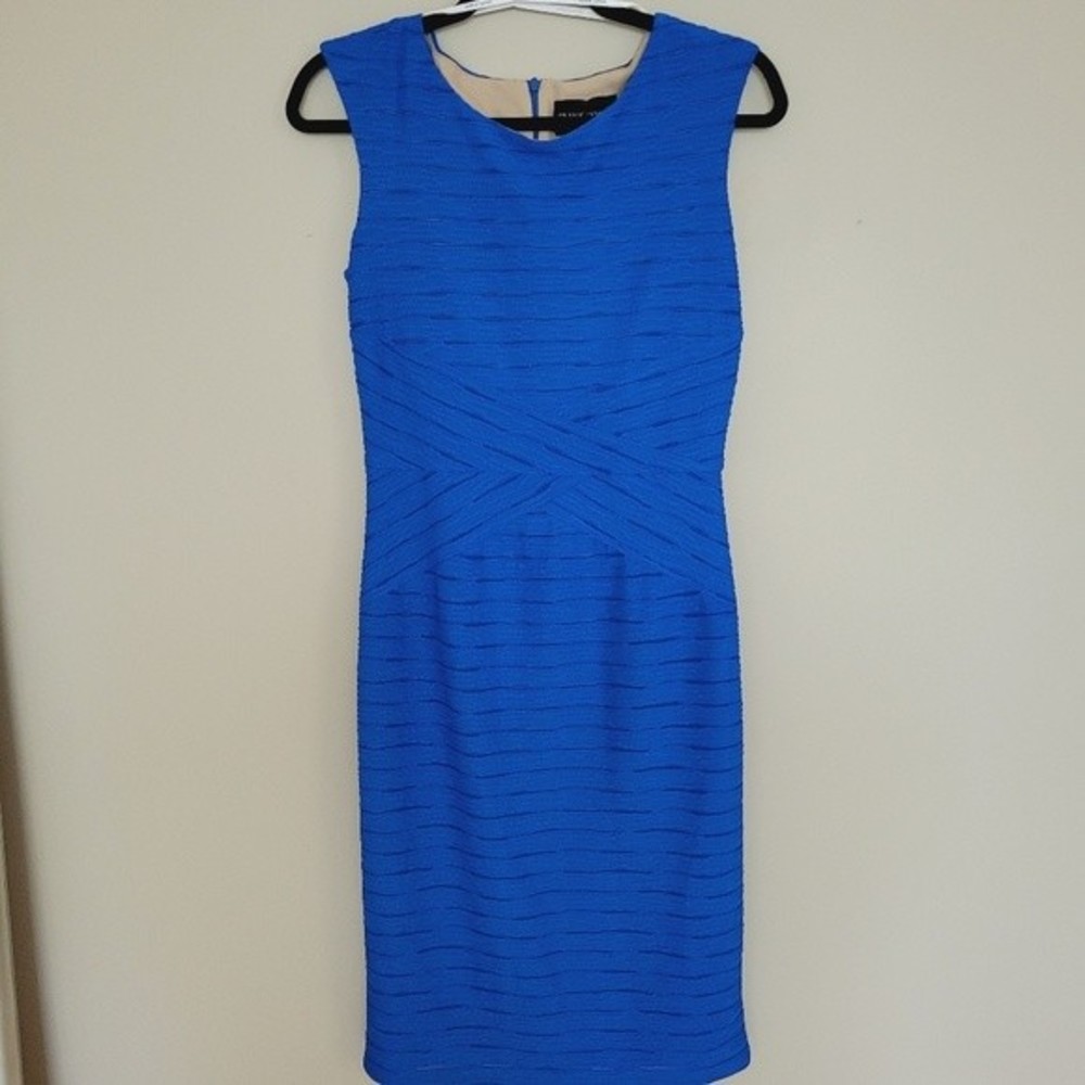 Frank Lyman Design Blue Textured Stretchy Pencil Bodycon Dress Size 4